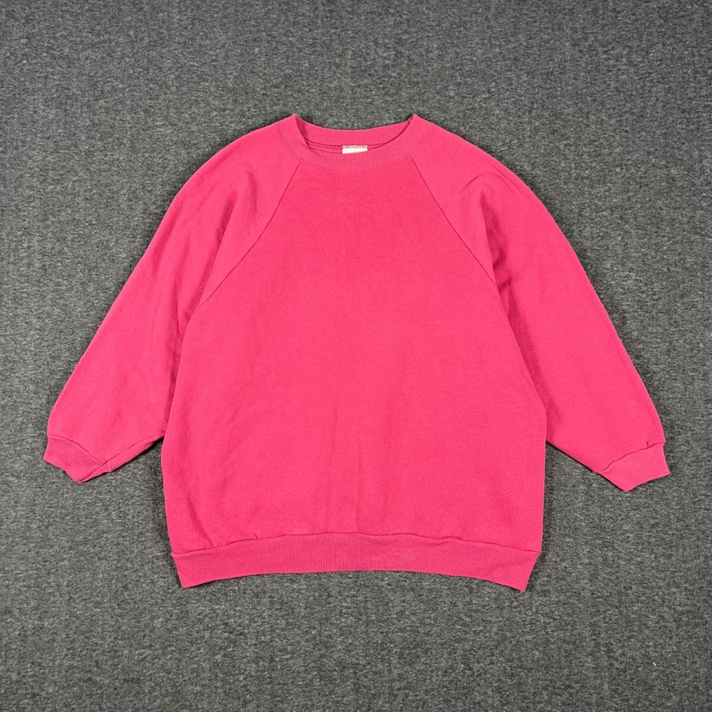 Vintage 90s Just My Size Boxy Sweatshirt Mens 1X Pink Boxy Chunky Raglan Faded